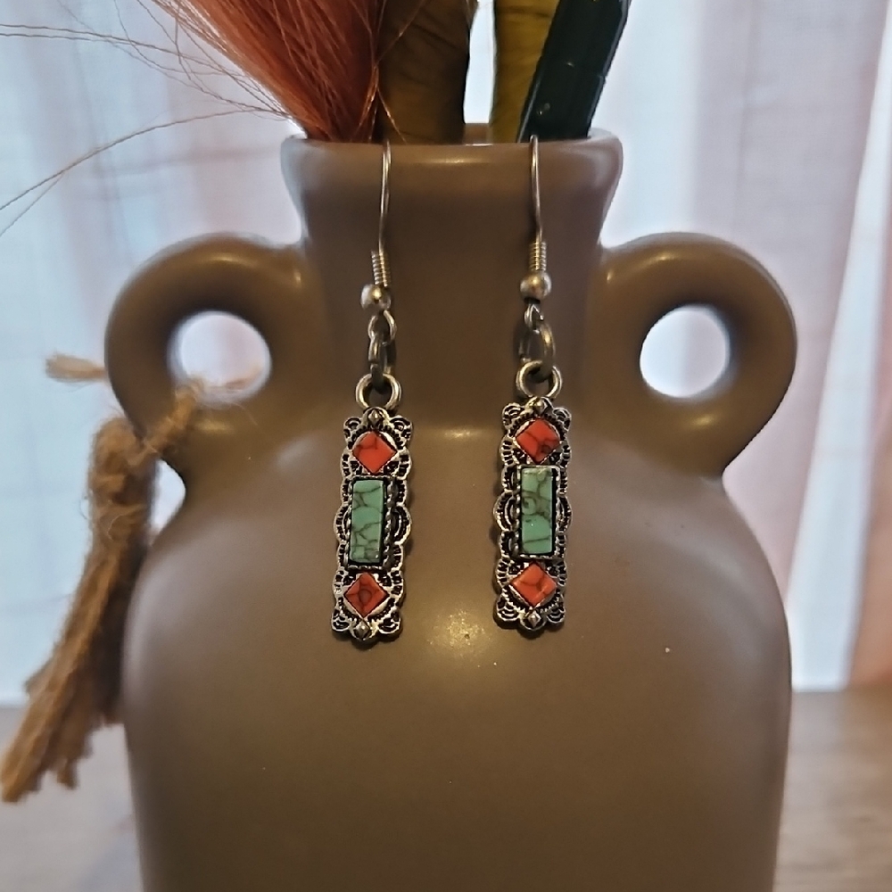 Vintage-Inspired Silver and Turquoise Earrings